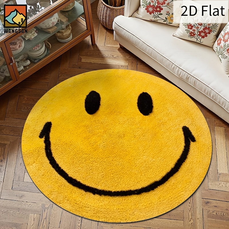 Home Bathroom Rugs - سجادة دائرية من الفلانيل بتصميم وجه