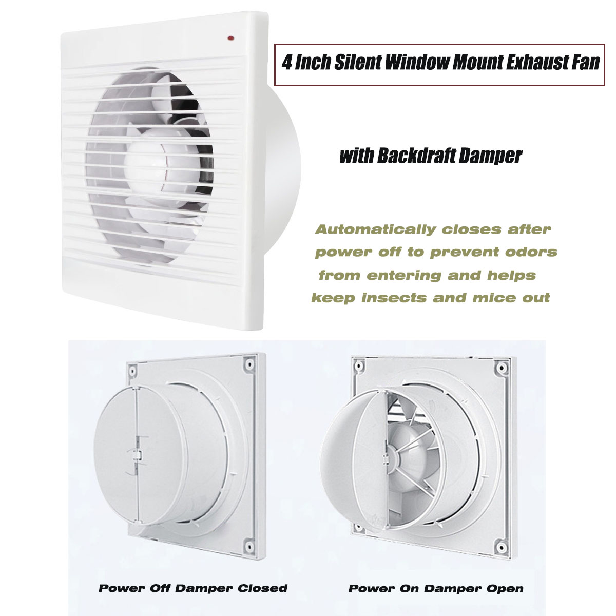 Home Bathroom Ventilation - مروحة عادم صامتة مقاس 4 بوصات