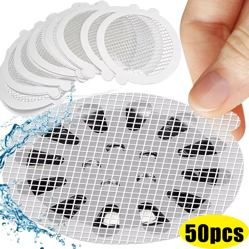 Drain Hair Catcher - 10-50 قطعة ملصقات شبكية للاستخدام مرة