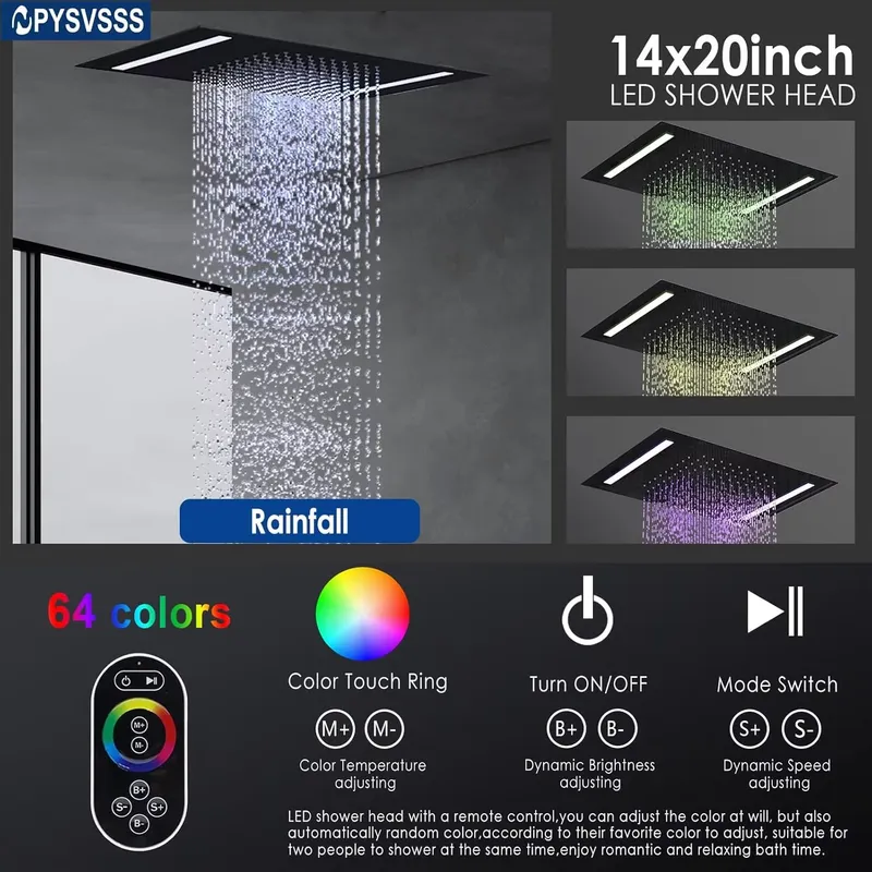 نظام دش مزدوج مع رؤوس دش LED م - مراجعة Shower Head Rain وسعره