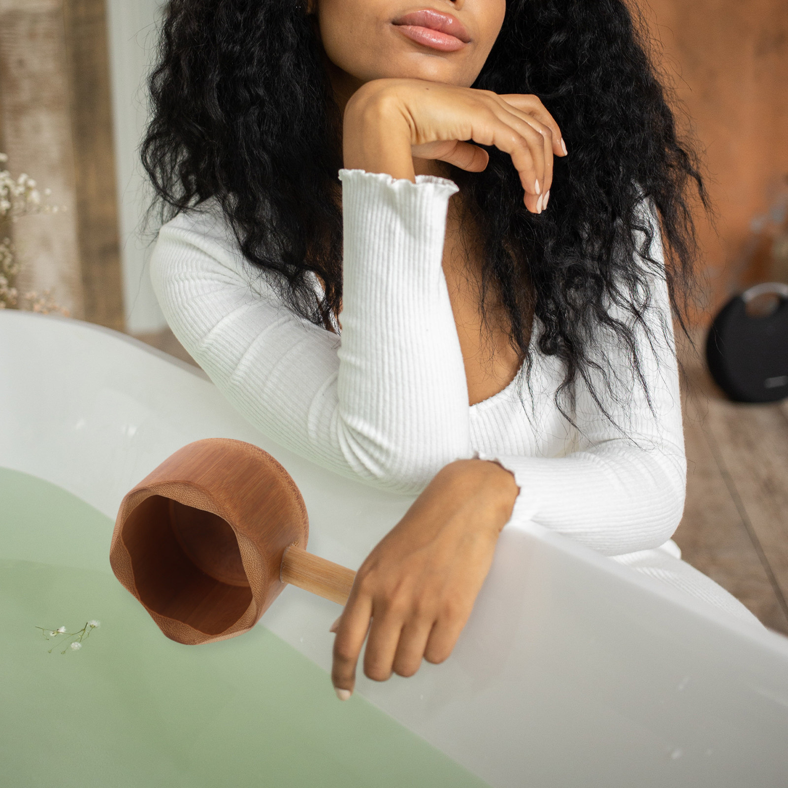 مغرفة ماء من الخيزران بتصميم ف - مراجعة Home Bathroom Sauna وسعره